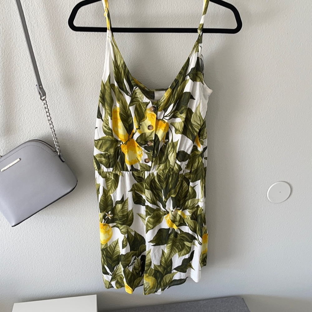 H&M Romper. Size M. Lemon and leaves print